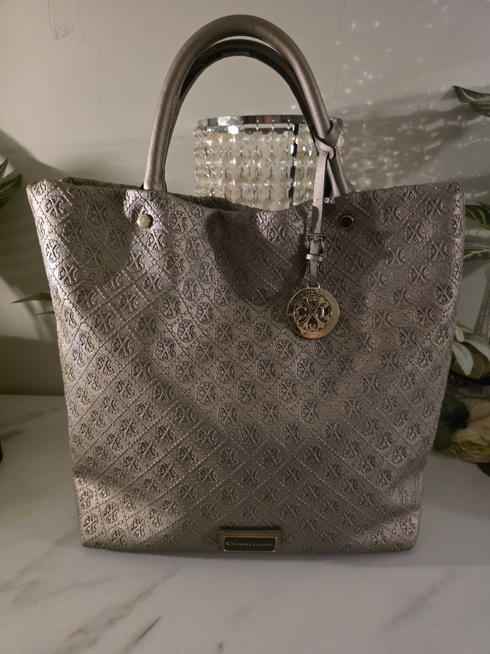 Christian Lacroix Metallic Taupe Tote Bag